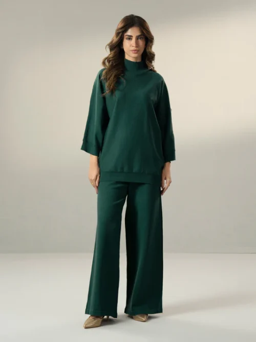 Emerald Green High-Neck Co-ord Set – Premium Winter Collection 2025